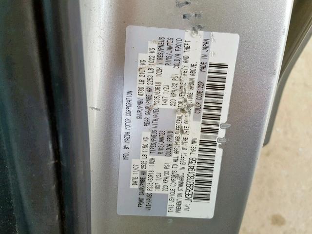 JM3ER293780194758 - 2008 MAZDA CX-7 SILVER photo 10