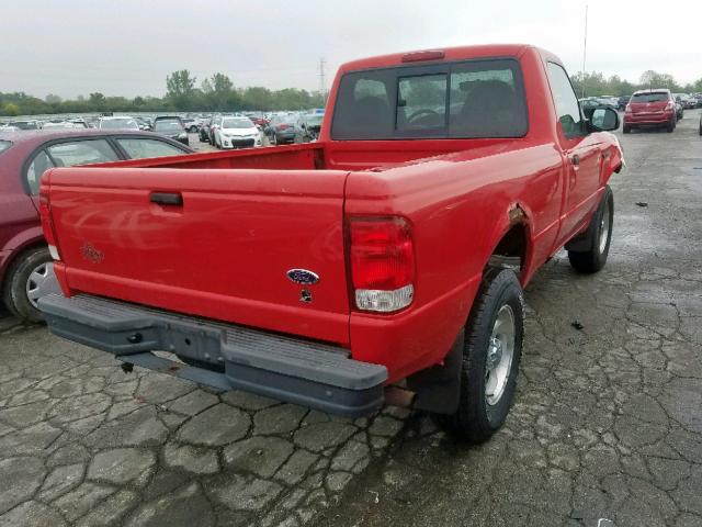 1FTYR10V0YPB42510 - 2000 FORD RANGER RED photo 4