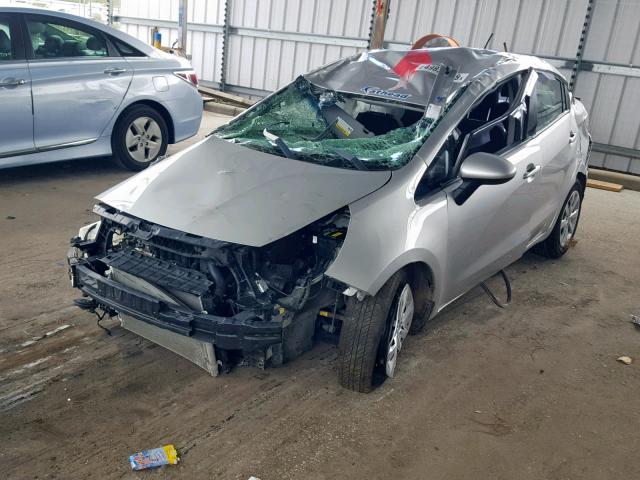 KNADM4A39E6405099 - 2014 KIA RIO LX SILVER photo 2