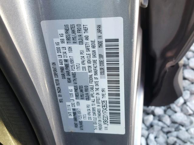 JM3KE2CY1F0435035 - 2015 MAZDA CX-5 TOURI SILVER photo 10