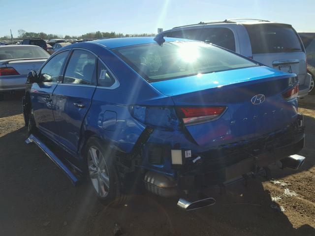 5NPE34AF4JH632902 - 2018 HYUNDAI SONATA SPO BLUE photo 3