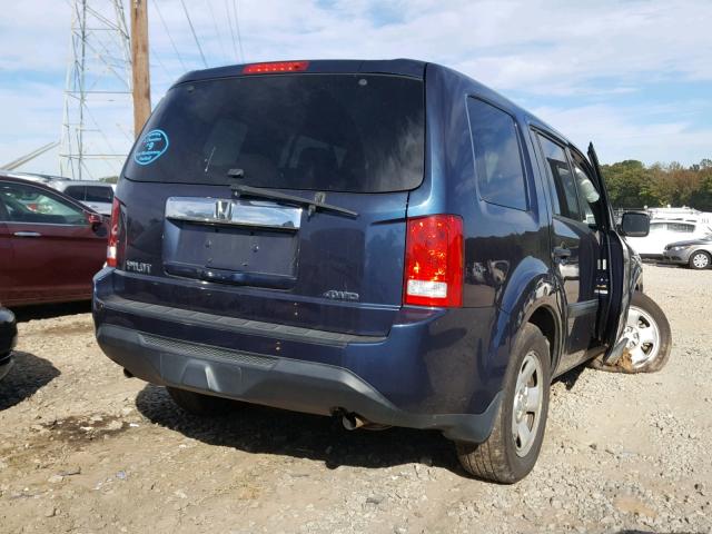 5FNYF4H25CB013427 - 2012 HONDA PILOT LX BLUE photo 4