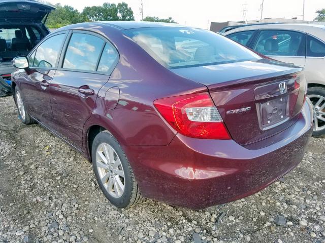 19XFB2F90CE043237 - 2012 HONDA CIVIC EXL 勃艮第红 照片 3