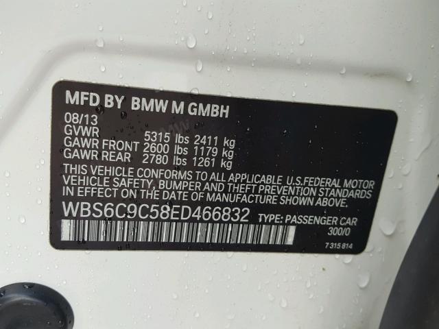 WBS6C9C58ED466832 - 2014 BMW M6 GRAN CO WHITE photo 10