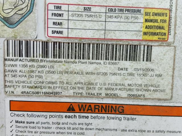 4RACS08116N043937 - 2006 INTERNATIONAL ALL MODELS თეთრი ფოტო 10