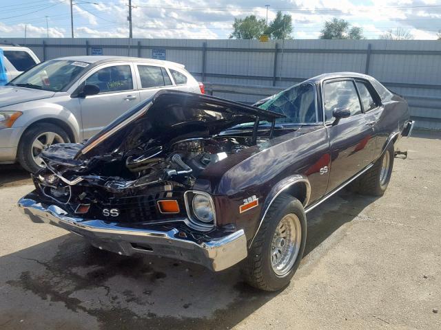 1X17K3L165015 - 1973 CHEVROLET NOVA PURPLE photo 2