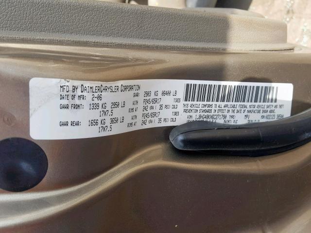 1J8HG48KX6C271790 - 2006 JEEP COMMANDER თაფლისფერი ფოტო 10