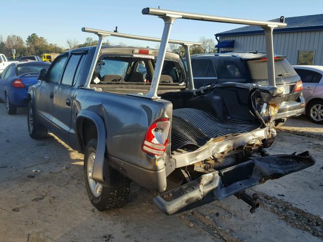 1B7HL38XX2S560676 - 2002 DODGE DAKOTA QUA GRAY photo 3