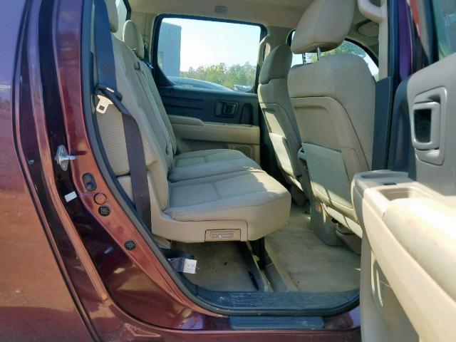 5FPYK16299B100311 - 2009 HONDA RIDGELINE MAROON photo 6