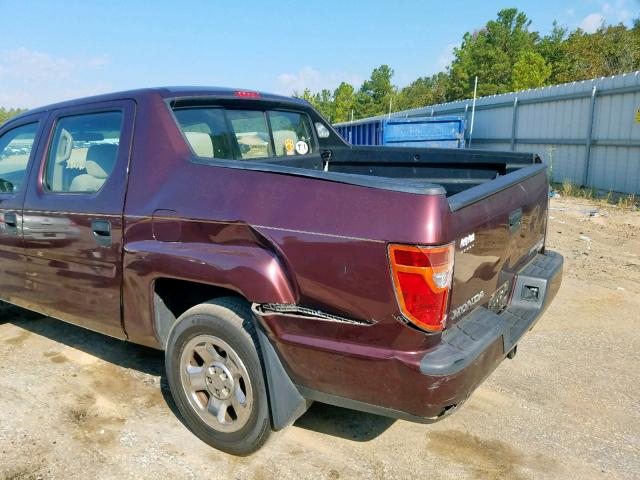 5FPYK16299B100311 - 2009 HONDA RIDGELINE MAROON photo 9