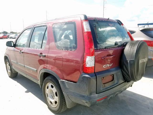 SHSRD68535U306464 - 2005 HONDA CR-V LX MAROON photo 3