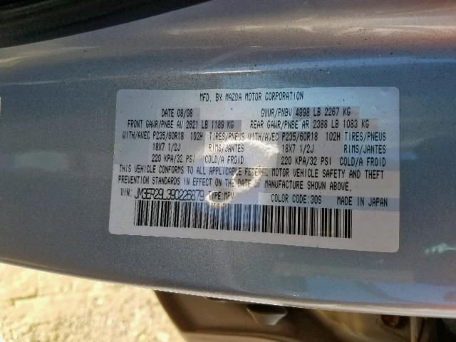 JM3ER29L390226879 - 2009 MAZDA CX-7 GRAY photo 10