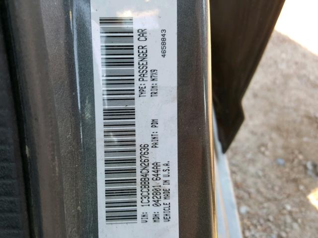 1C3CCBBB4CN267636 - 2012 CHRYSLER 200 TOURIN GRAY photo 10