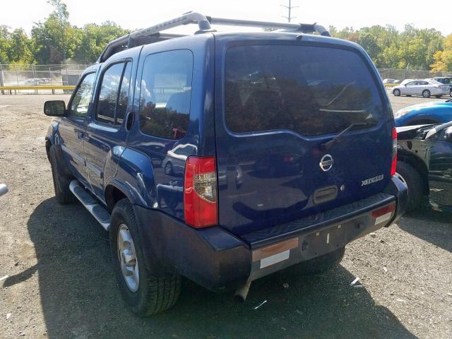 5N1ED28YX2C525614 - 2002 NISSAN XTERRA XE BLUE photo 3