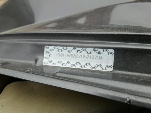 KNAFW6A37D5713794 - 2013 KIA FORTE SX GRAY photo 10