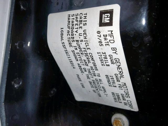 1G8AL55F56Z115214 - 2006 SATURN ION LEVEL WHITE photo 10