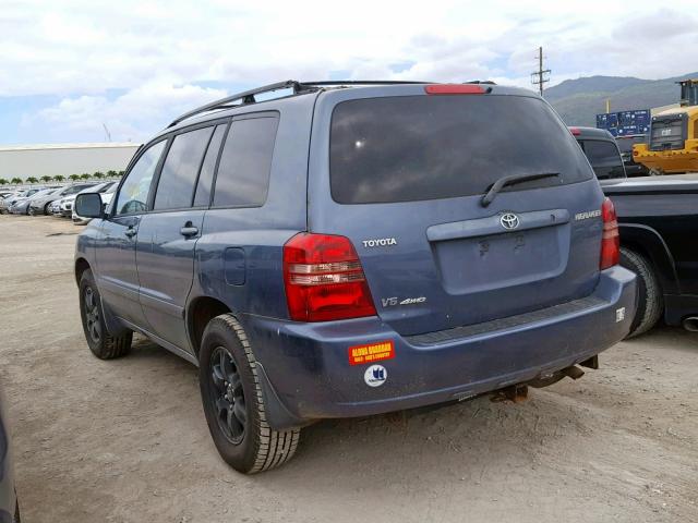 JTEHF21A620047696 - 2002 TOYOTA HIGHLANDER BLUE photo 3