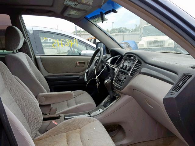 JTEHF21A620047696 - 2002 TOYOTA HIGHLANDER BLUE photo 5