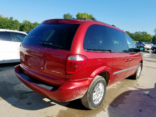 1B4GP45372B543306 - 2002 DODGE CARAVAN SP RED photo 4