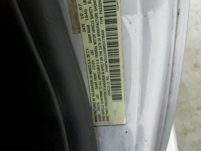 3VWPW31C68M507868 - 2008 VOLKSWAGEN NEW BEETLE 银色 照片 10