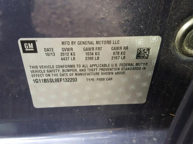 1G11B5SL8EF132293 - 2014 CHEVROLET MALIBU LS 蓝色 照片 10