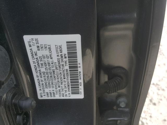 2HKRM3H77FH506399 - 2015 HONDA CR-V EXL GRAY photo 10