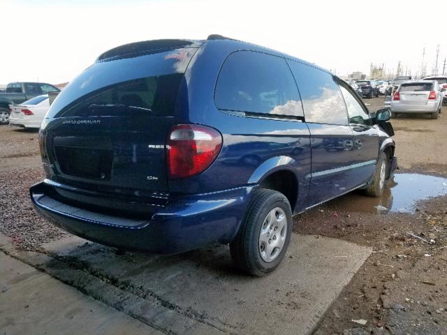 1B4GP24372B627406 - 2002 DODGE GRAND CARA BLUE photo 4