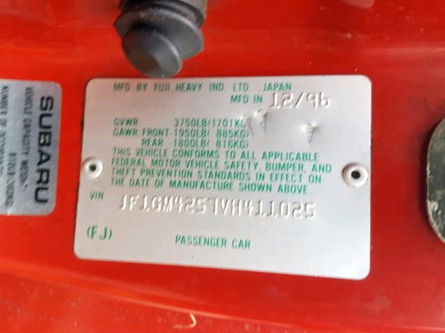 JF1GM4257VH411025 - 1997 SUBARU IMPREZA BR RED photo 10