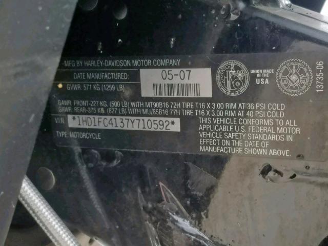 1HD1FC4137Y710592 - 2007 HARLEY-DAVIDSON FLHTCUI SILVER photo 10