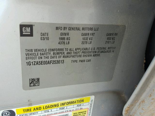 1G1ZA5E00AF253613 - 2010 CHEVROLET MALIBU LS 石墨色 照片 10