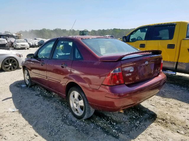 1FAHP34N47W364926 - 2007 FORD FOCUS ZX4 MAROON photo 3