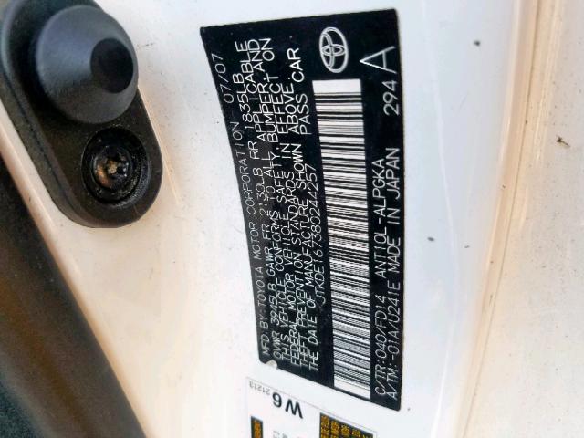 JTKDE167380244257 - 2008 TOYOTA SCION TC თეთრი ფოტო 10