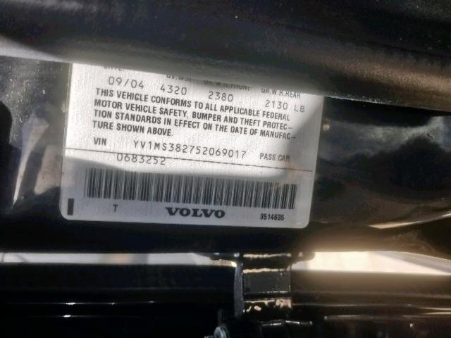 YV1MS382752069017 - 2005 VOLVO S40 2.4I BLACK photo 10