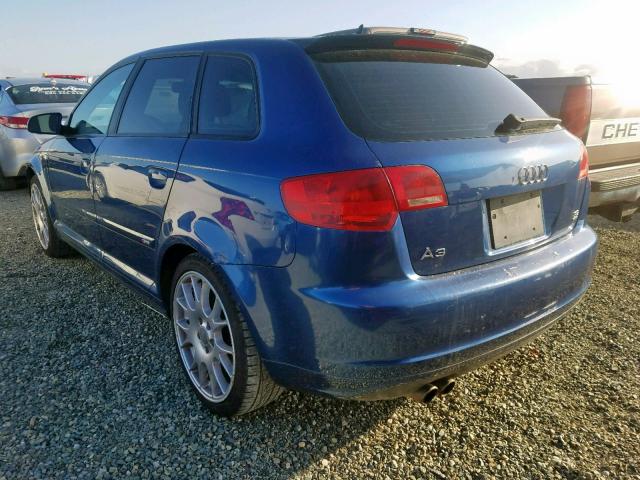 WAUKD78P57A037036 - 2007 AUDI A3 S-LINE BLUE photo 3