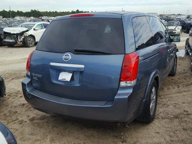 5N1BV28U68N108386 - 2008 NISSAN QUEST S BLUE photo 4