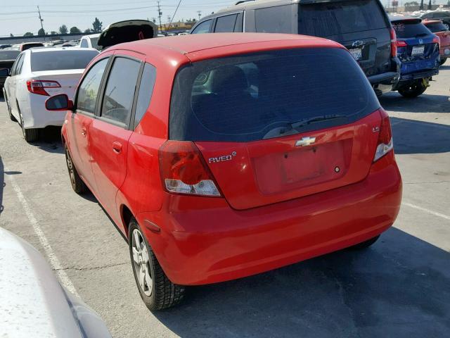 KL1TD66627B703721 - 2007 CHEVROLET AVEO BASE Қызыл фото 3