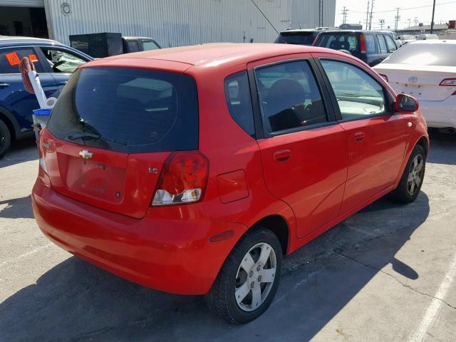 KL1TD66627B703721 - 2007 CHEVROLET AVEO BASE Қызыл фото 4