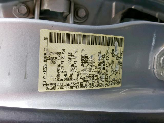 5N1ED28Y51C547356 - 2001 NISSAN XTERRA XE GRAY photo 10