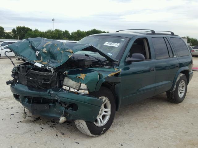 1B4HR48N62F208252 - 2002 DODGE DURANGO SL GREEN photo 2