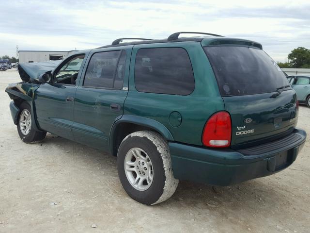 1B4HR48N62F208252 - 2002 DODGE DURANGO SL GREEN photo 3