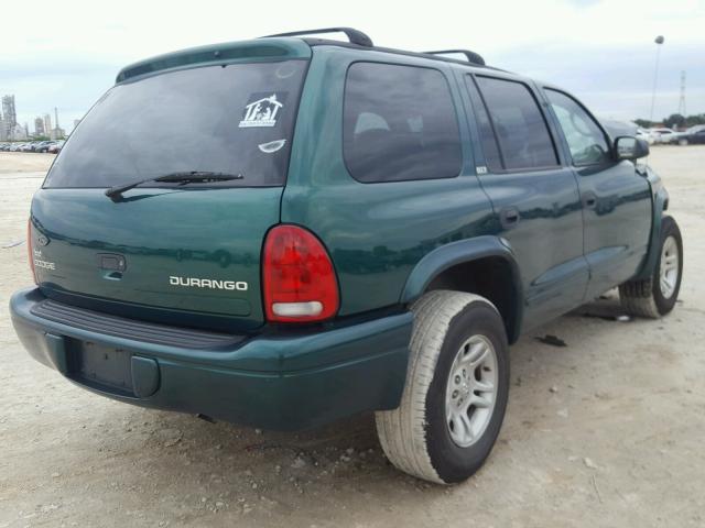 1B4HR48N62F208252 - 2002 DODGE DURANGO SL GREEN photo 4