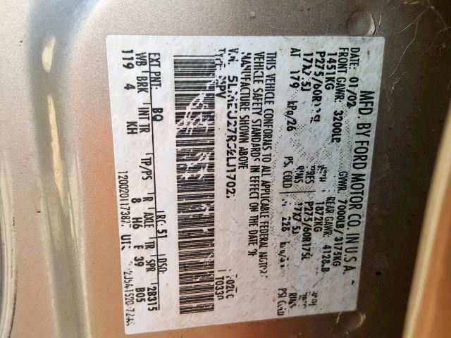 5LMEU27R52LJ17027 - 2002 LINCOLN NAVIGATOR 绿色 照片 10