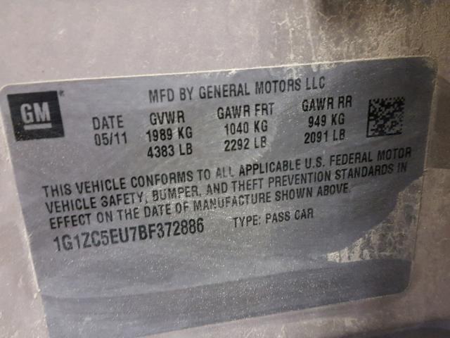 1G1ZC5EU7BF372886 - 2011 CHEVROLET MALIBU 1LT TAN photo 10