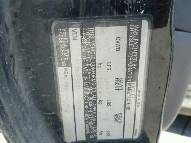 1C3BA54E5FG261038 - 1985 CHRYSLER LASER XE BLACK photo 10