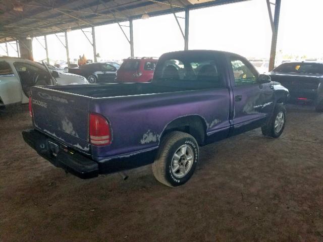 1B7FL26P6WS742871 - 1998 DODGE DAKOTA BLUE photo 4