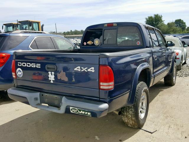 1B7HG38NX2S557697 - 2002 DODGE DAKOTA QUA BLUE photo 4