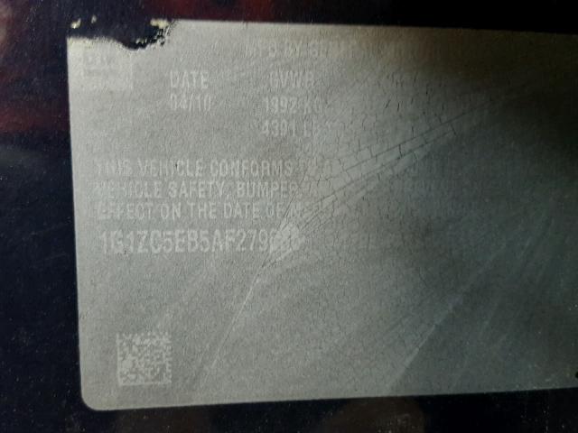 1G1ZC5EB5AF279636 - 2010 CHEVROLET MALIBU 1LT BLUE photo 10