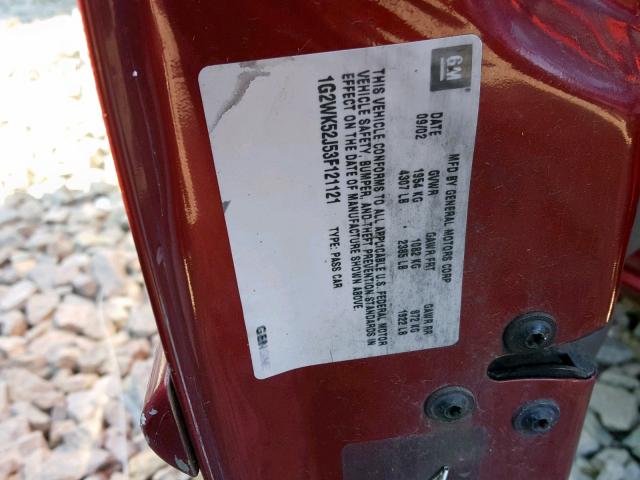 1G2WK52J53F121121 - 2003 PONTIAC GRAND PRIX RED photo 10