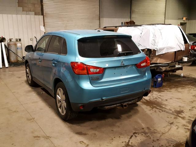 4A4AR3AU4DE002137 - 2013 MITSUBISHI OUTLANDER TEAL photo 3