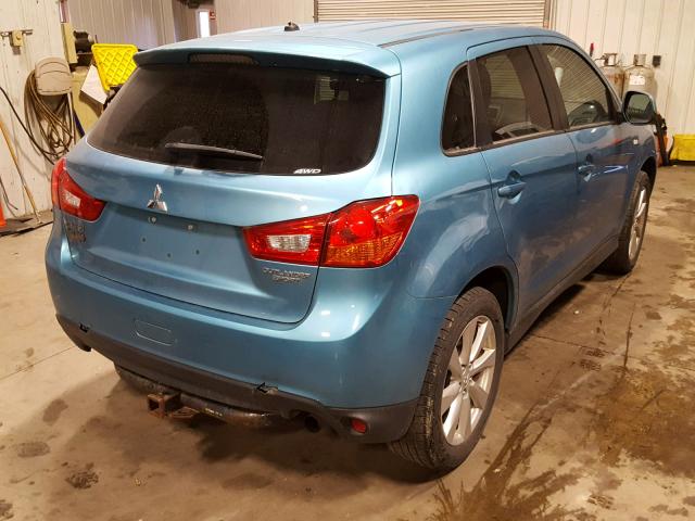 4A4AR3AU4DE002137 - 2013 MITSUBISHI OUTLANDER TEAL photo 4